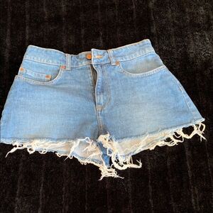 Women's Roxy High Rise Denim Frayed Hem Women Shorts Size 27